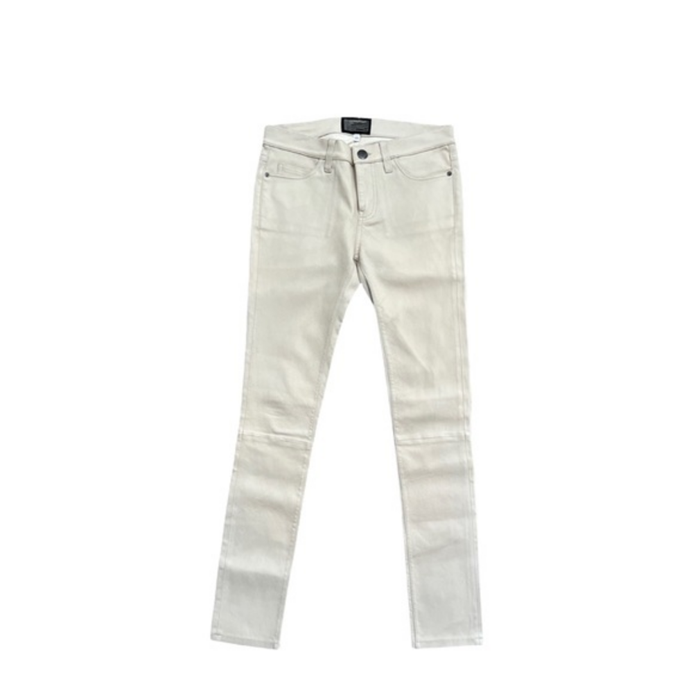 NEW Current/Elliott  Sample Cream Neutral 100%‎ Lamb Leather Skinny Pants